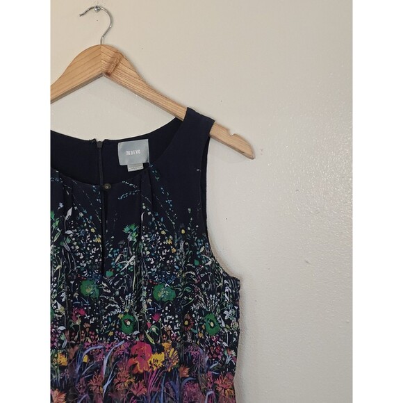Anthropologie Maeve Larkspur 100% Silk Midi Dress Size 10 Floral Sleeveless - Picture 3 of 10